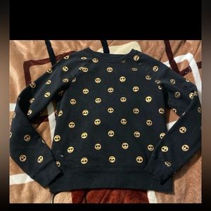 Girls Black Gold Smiley Face Sweater